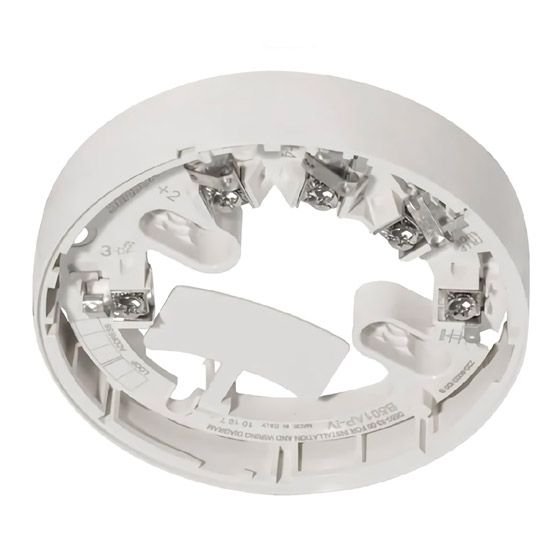 Base de detector de superficie B501AP. Base blanca estándar de superficie para detectores de la serie NFX y dispositivos óptico/acústicos de Notifier y detectores de la serie MI y dispositivos óptico/acústicos de Morley-IAs.
